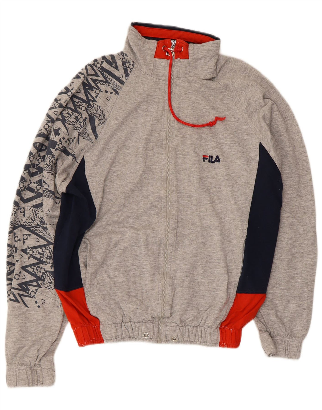 FILA Mens Tracksuit Top Jacket XS Grey Geometric