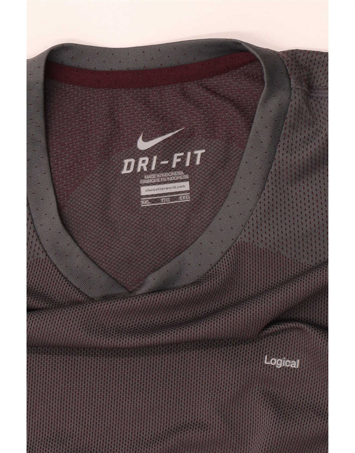 Мужской топ с рукавом 3/4 Nike 2XL, серый с цветными блоками