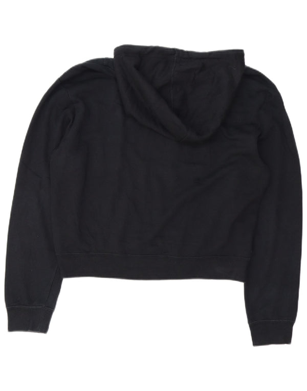 Женский укороченный джемпер с капюшоном Nike UK 6 XS, черный, хлопок с цветными блоками