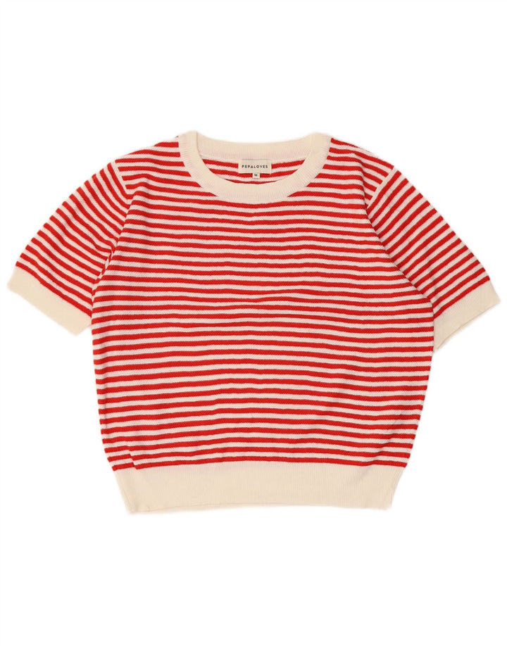 PEPALOVES Женский свитер с круглым вырезом UK 14, средний красный в полоску