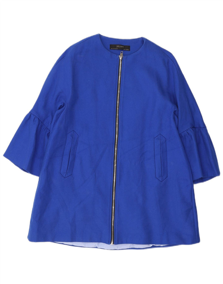 Женское пальто Zara UK 14, хлопок среднего синего цвета