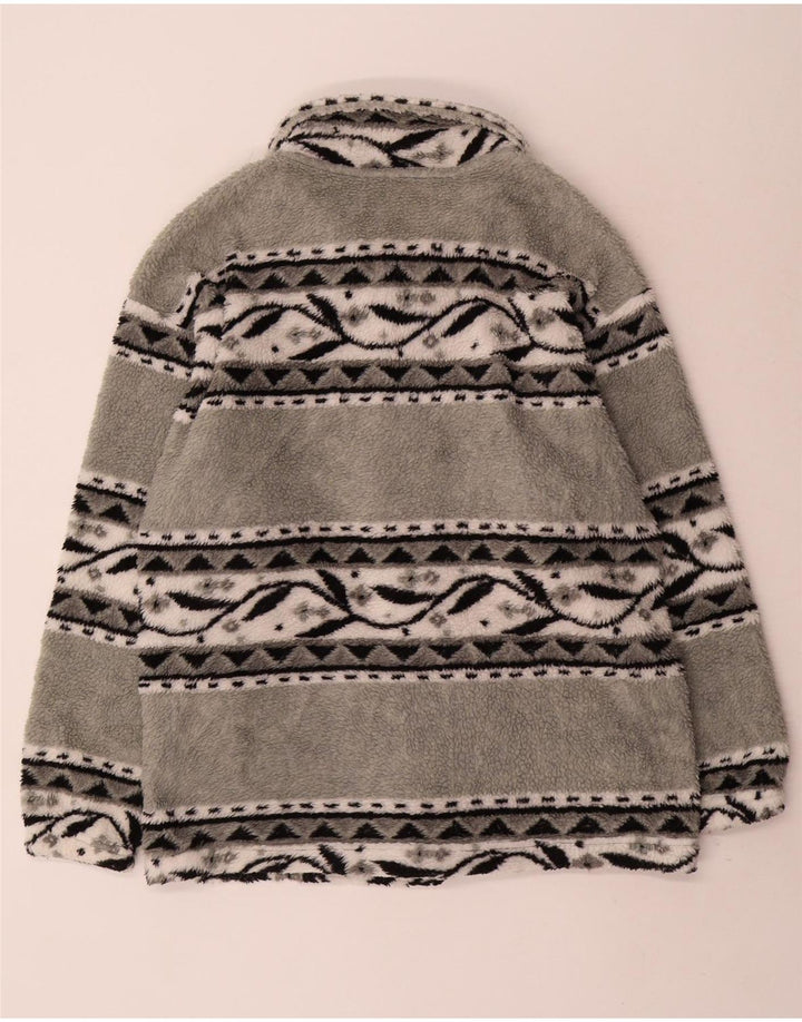 Винтажная мужская флисовая куртка UK 38, средний серый цвет Fair Isle