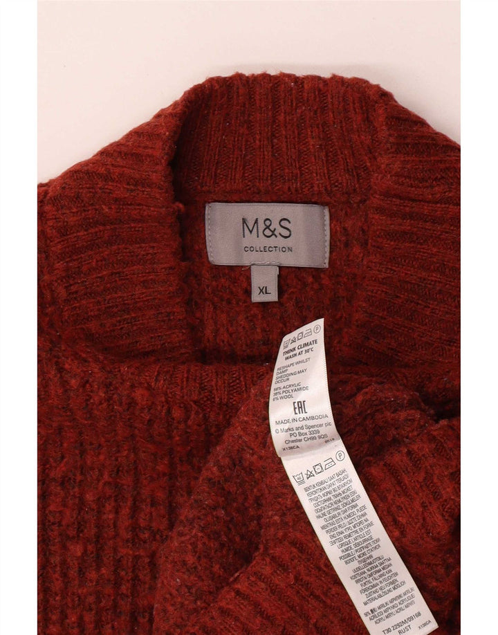 Мужской джемпер с высоким воротником Marks & Spencer, красный акрил, XL
