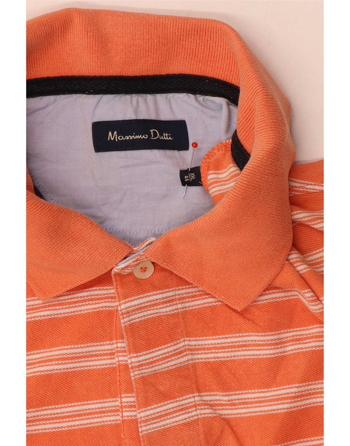 Мужская рубашка поло Massimo Dutti 2XL оранжевая полоска