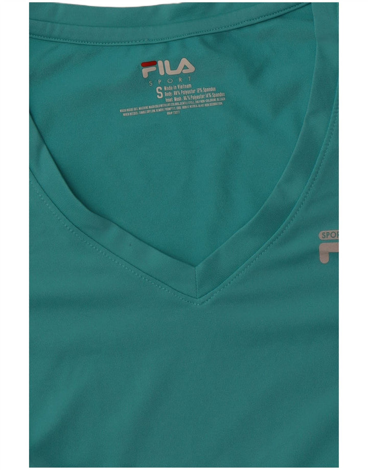 Женская футболка FILA Top UK 8, маленькая, бирюзовый, полиэстер