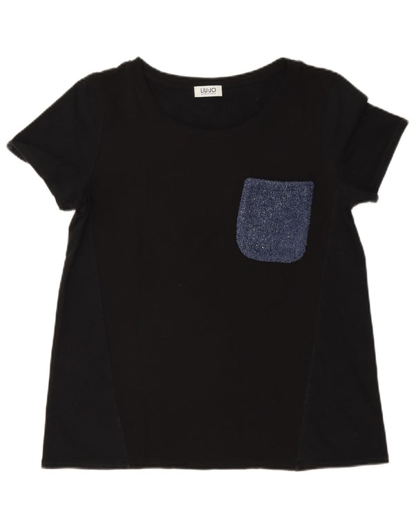 Женская футболка Liu Jo Top UK 12 Medium Navy Blue Colourblock
