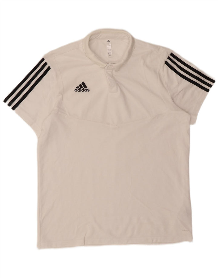 ADIDAS Mens Polo Shirt Large White Cotton