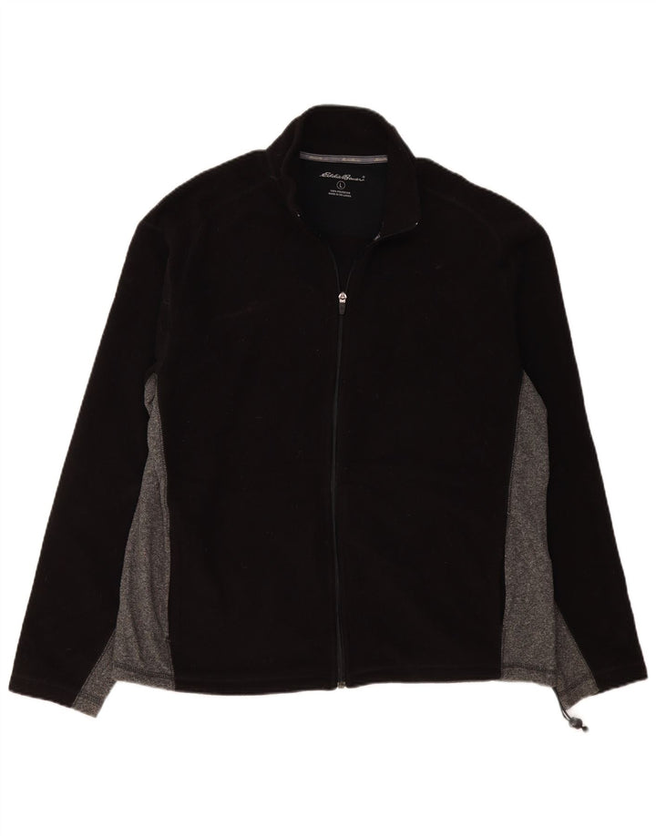 Мужская флисовая куртка EDDIE BAUER UK 40, большая черная, полиэстер с цветными блоками