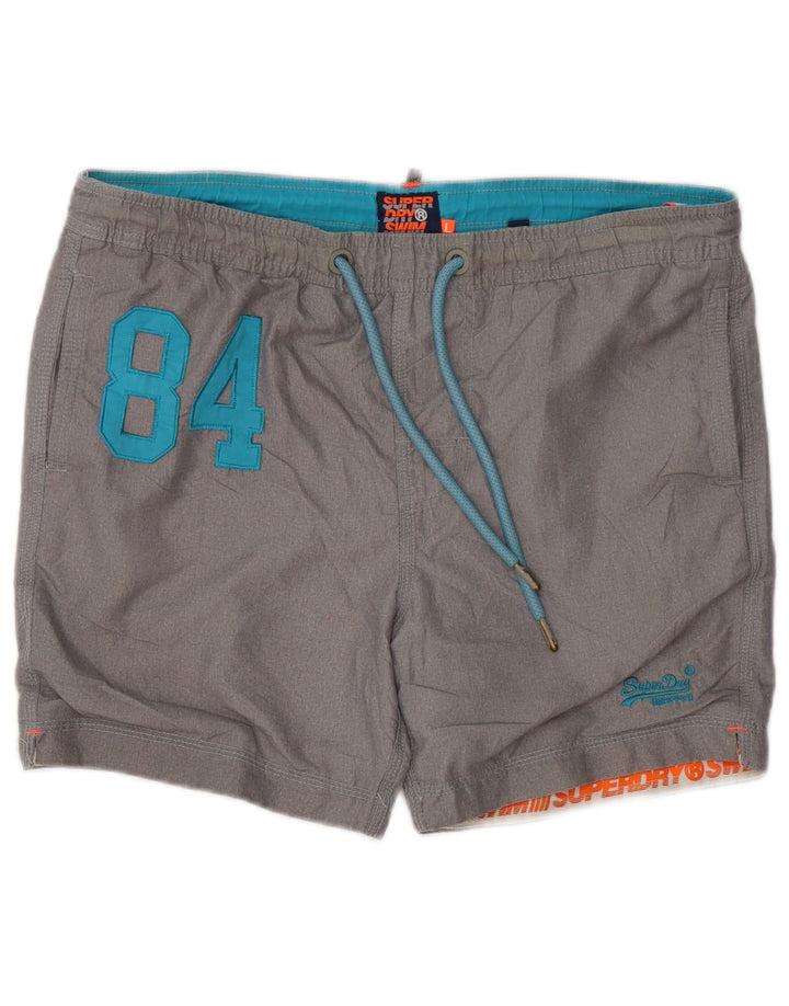 Мужские шорты для плавания Superdry с рисунком, большие серые, полиэстер