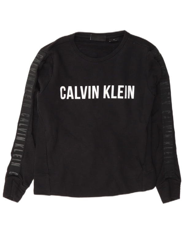 Женский свитер с рисунком Calvin Klein, размер UK 10, маленький, темно-синий, хлопок
