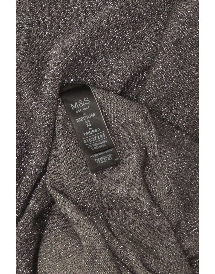 Женский джемпер с высоким воротником Marks & Spencer, Великобритания 14, средний серый в крапинку