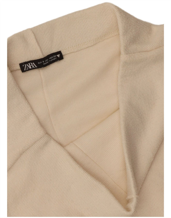 Женская трикотажная юбка миди Zara, маленькая W26 Off White