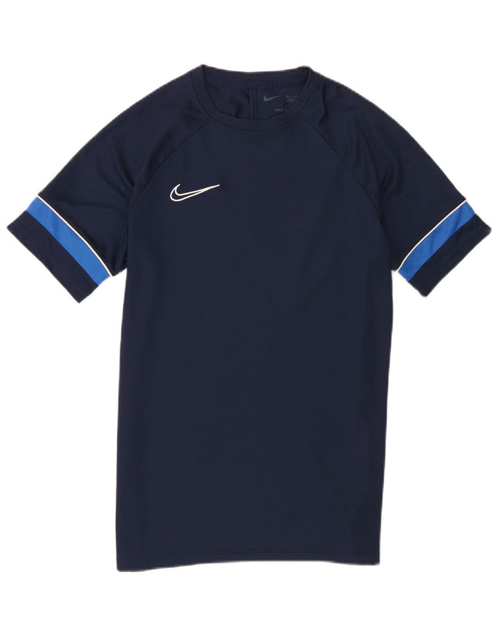 Мужская футболка Nike Dri Fit среднего размера, темно-синяя, с цветными блоками