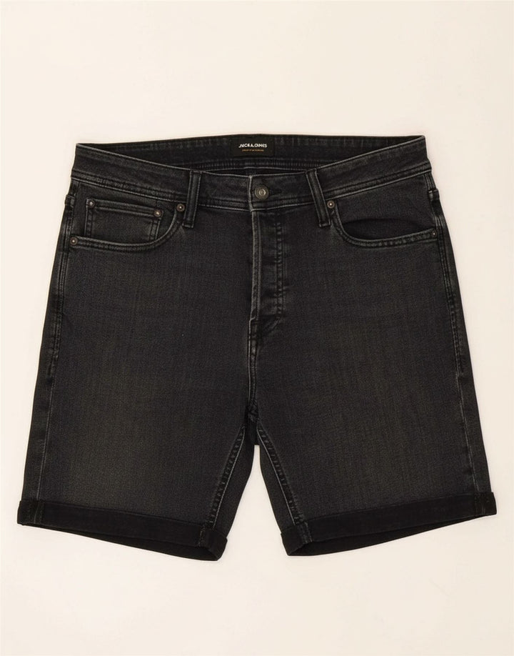 JACK & JONES Mens Denim Shorts Large W34 Black Cotton