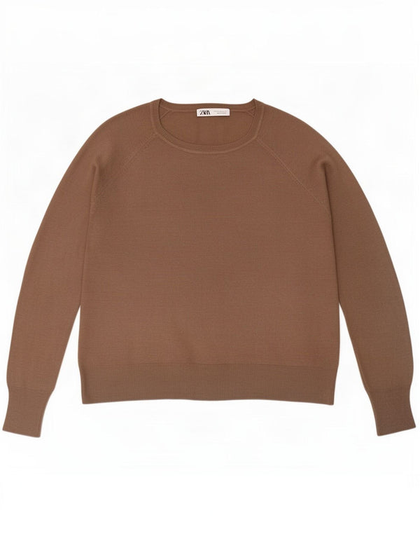 Женский джемпер свободного кроя с вырезом «лодочка» Zara UK 14, средний коричневый вискоза