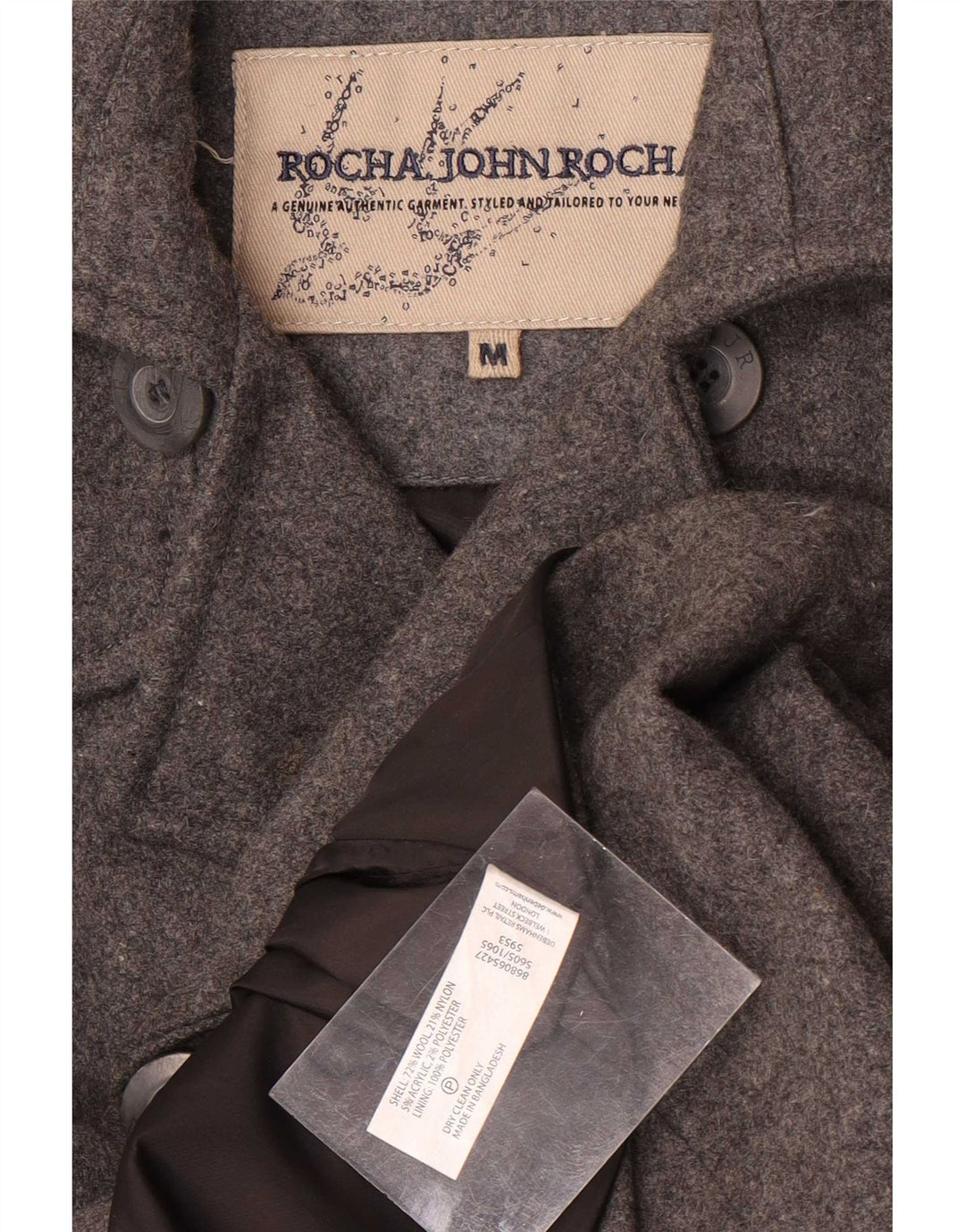 Мужское бушлат John Rocha UK 38, средний серый, шерсть