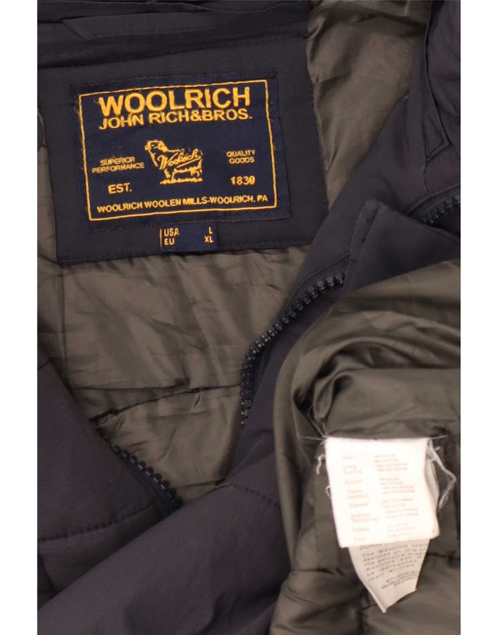 Мужская стеганая куртка Woolrich с капюшоном UK 40, большой темно-синий нейлон
