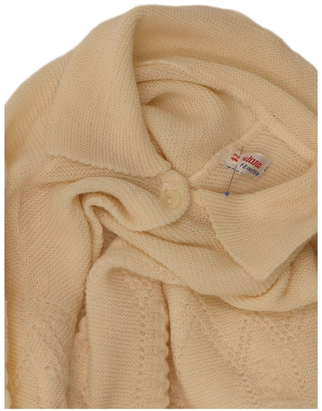 VINTAGE Женский укороченный кардиган-свитер IT 42 Средне-желтый из мериносовой шерсти