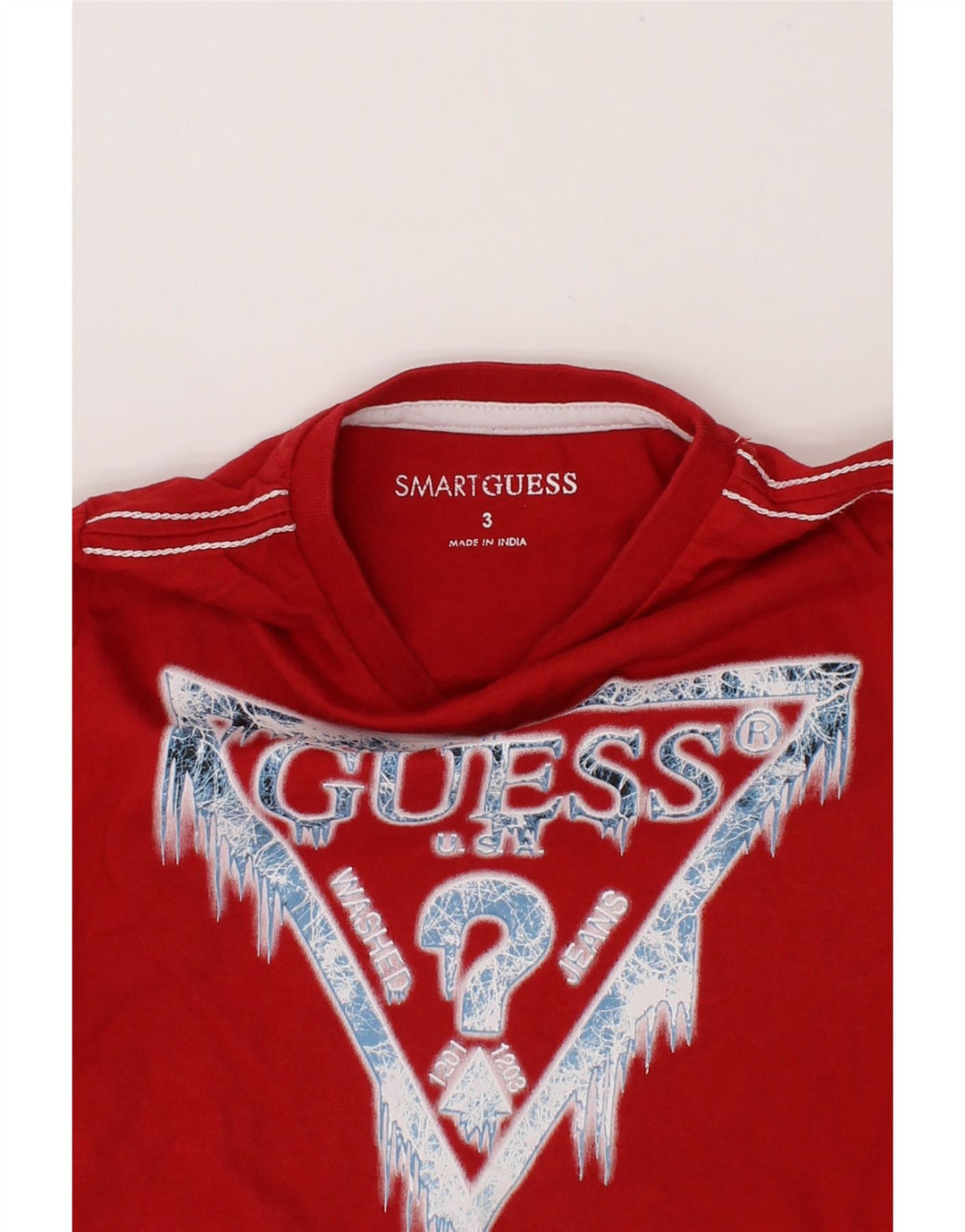 GUESS Boys Graphic Top Long Sleeve 2-3 Years Red Cotton Vintage Guess and Second-Hand Guess from Messina Hembry 