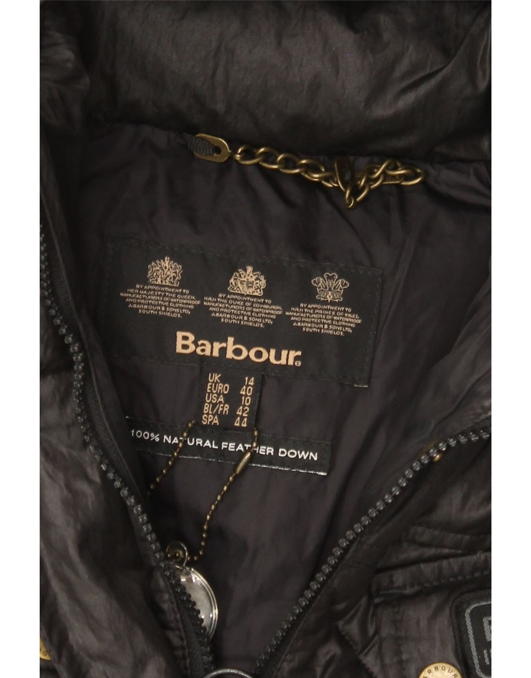 BARBOUR Женская стеганая куртка с капюшоном UK 14, большая черная
