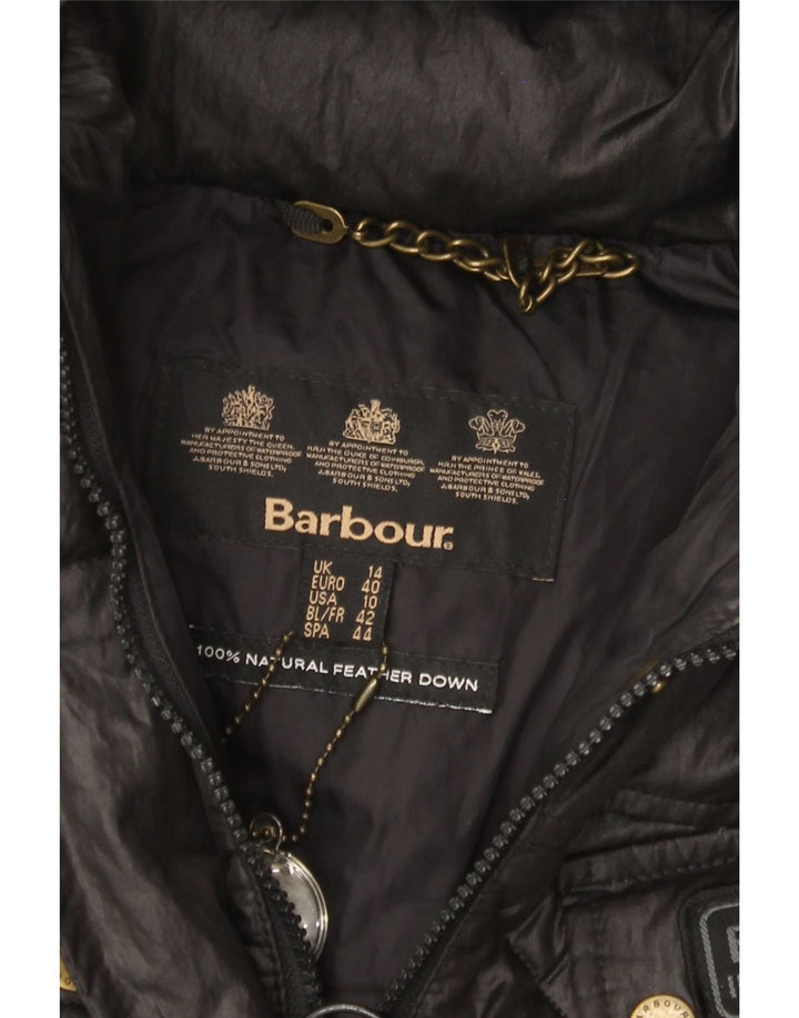 BARBOUR Женская стеганая куртка с капюшоном UK 14, большая черная