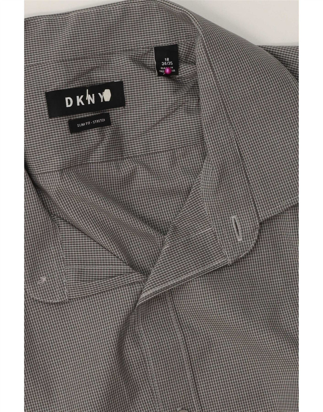 Мужская рубашка приталенного кроя Dkny, размер 18, 2XL, серая, хлопковая в клетку