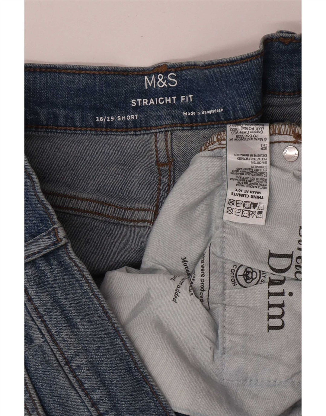 Мужские короткие прямые джинсы Marks & Spencer W36 L29 синие, хлопок