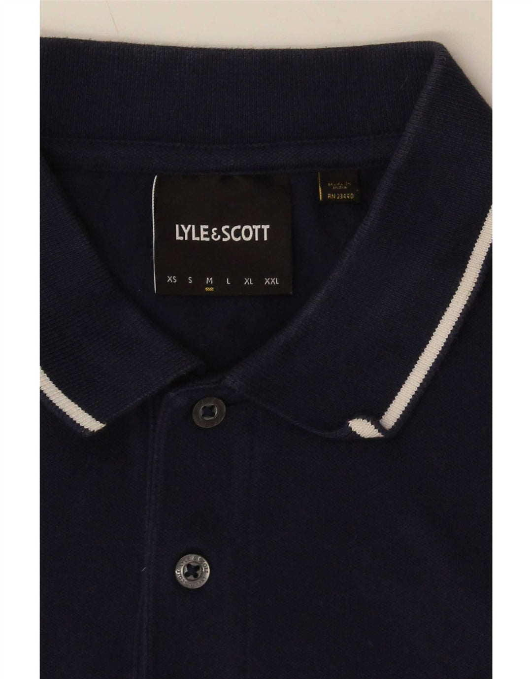 Мужская рубашка-поло Lyle & Scott среднего размера, темно-синяя в полоску