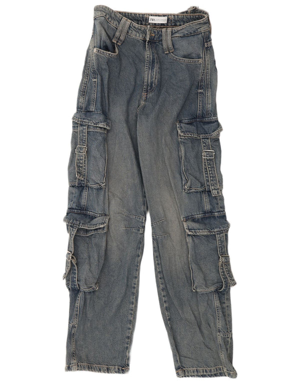 Женские джинсы карго с высокой талией Zara EU 36 XS W26 L32, синие, хлопок
