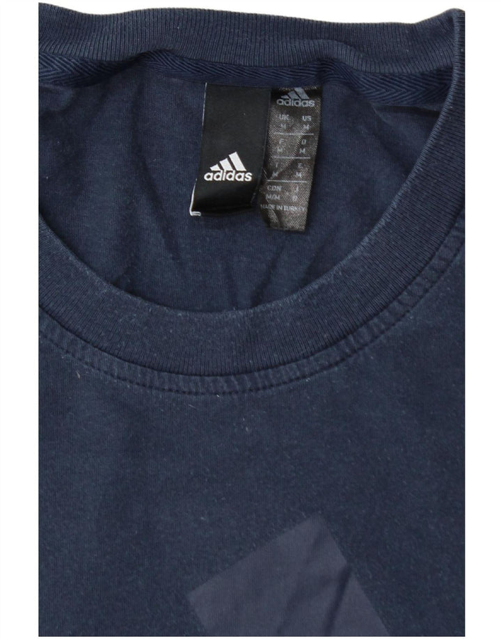 ADIDAS Mens Graphic T-Shirt Top Medium Navy Blue Cotton