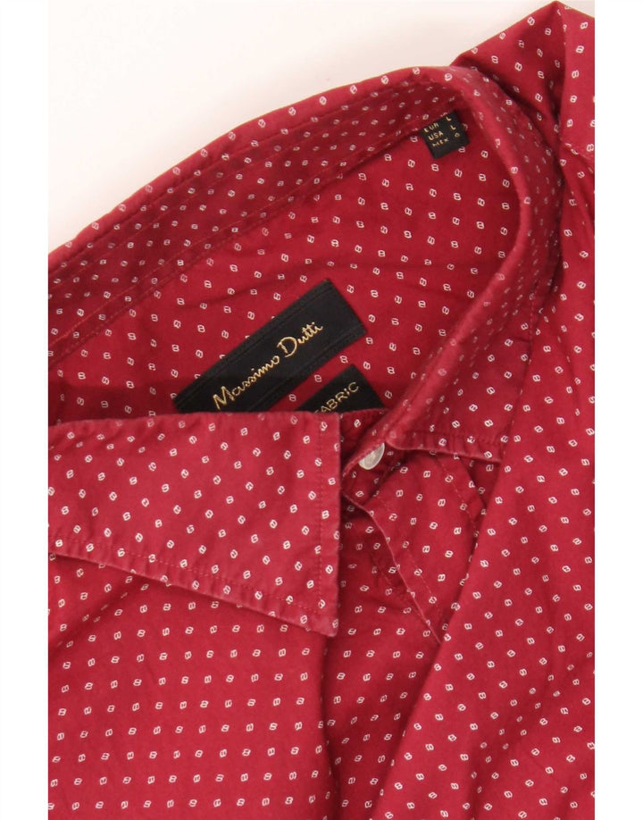 Рубашка Мужская Massimo Dutti Большая Бордовая Пятнистая