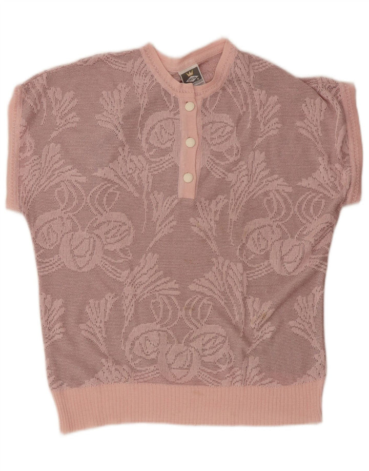 Женский джемпер с круглым вырезом FREYA, цвет EU 40, средний розовый с цветочным принтом