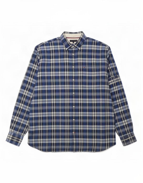 Мужская высокая рубашка Tommy Hilfiger 4XL, темно-синяя клетка, хлопок