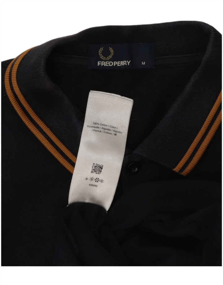 Мужская рубашка-поло Fred Perry среднего размера, темно-синяя, хлопок