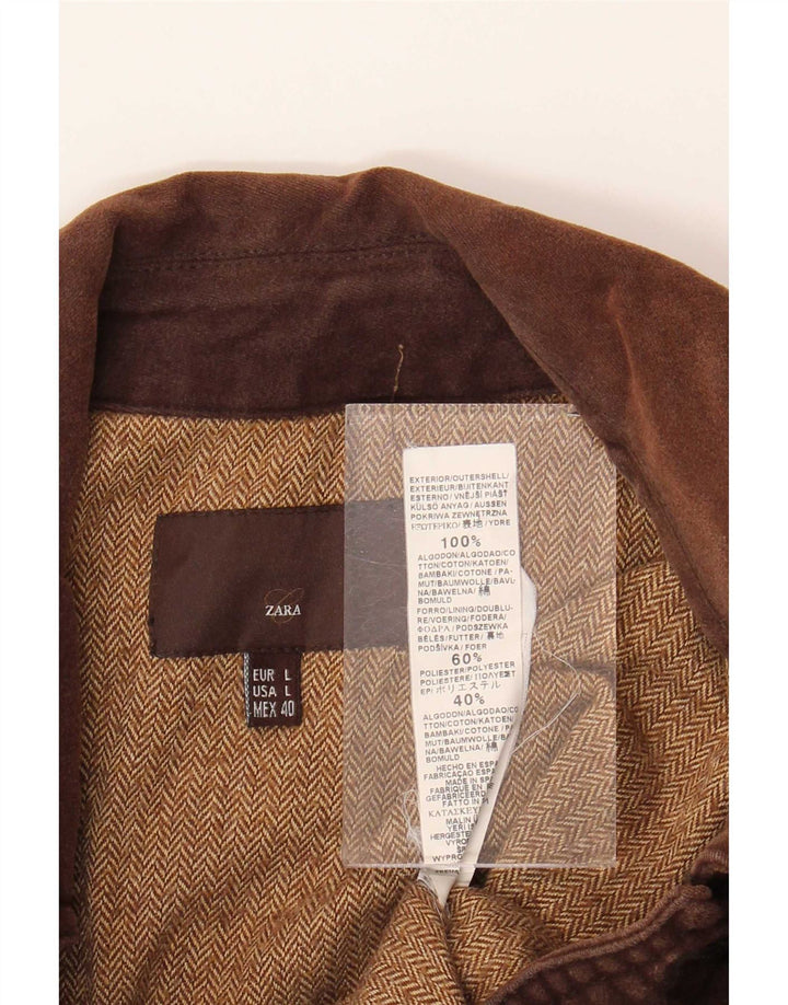 Мужская куртка-бомбер Zara UK 40, большая коричневая, хлопок