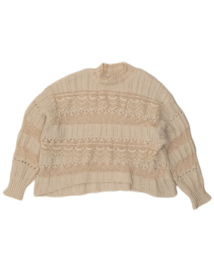 ZARA Womens Oversized Turtle Neck Jumper Sweater UK 10 Small Off White