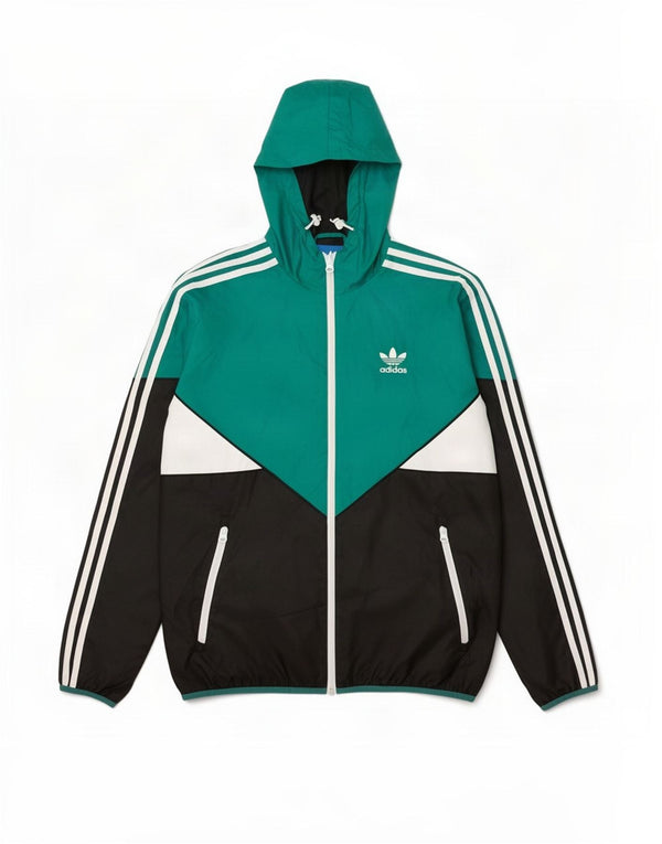 Мужская куртка-дождевик Adidas UK 36, маленькая зеленая, полиэстер с цветными блоками