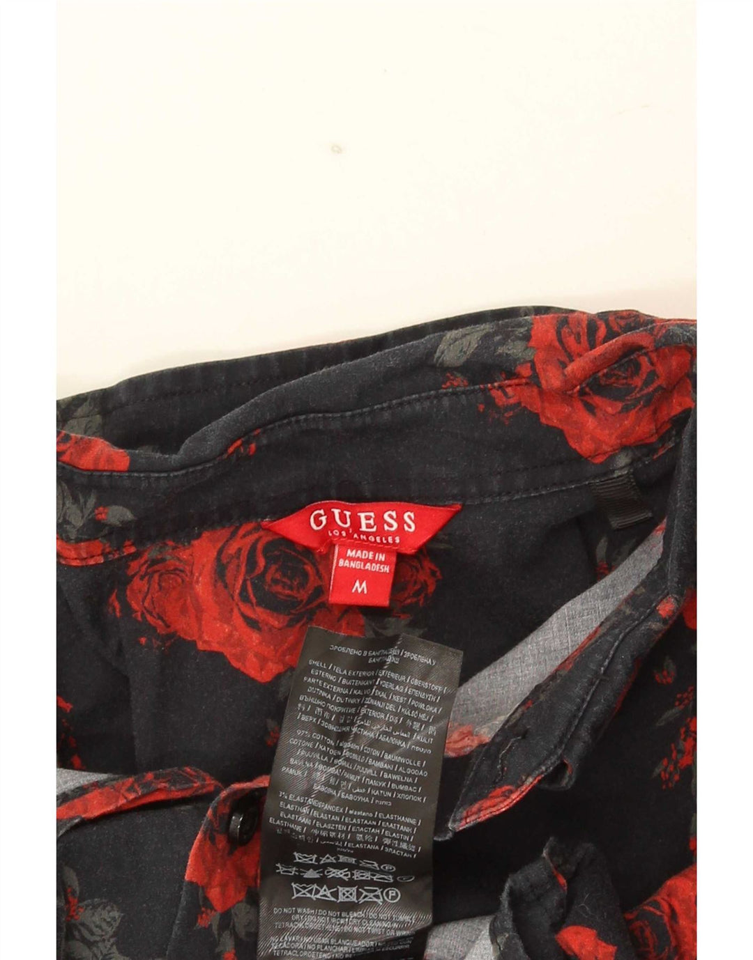 Мужская рубашка Guess среднего размера из хлопка с цветочным принтом черного цвета