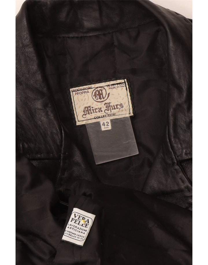 Женское кожаное пальто Mira Furs IT 42 Medium Black Leather