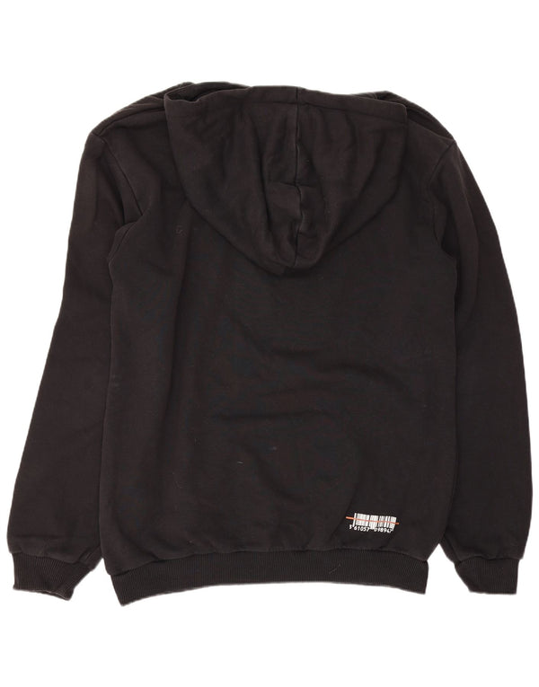 Fila Mens Graphic Hoodie Jumper Small Black Cotton