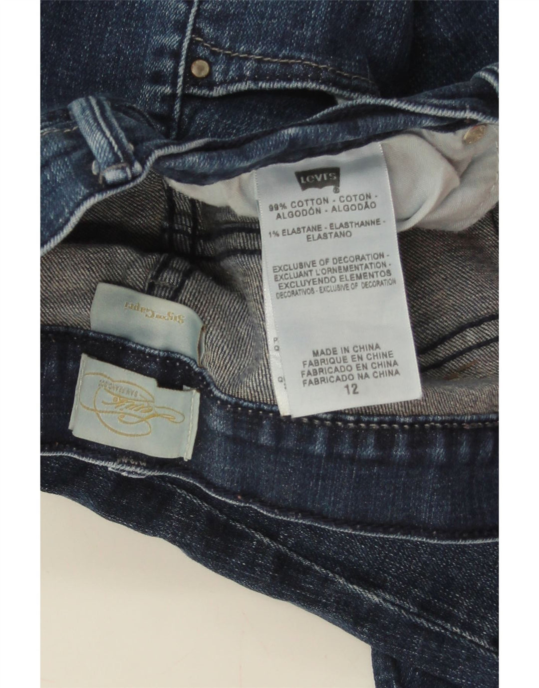 Женские джинсы-капри LEVI'S US 12, большие W32 L19, темно-синие, хлопок