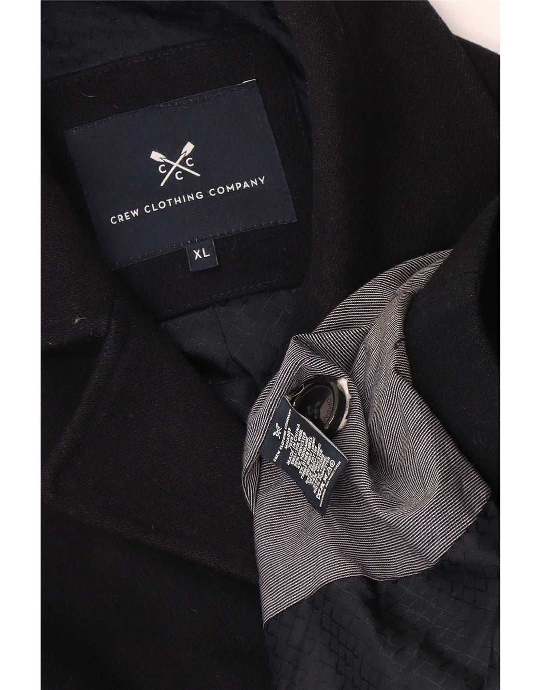 Crew Clothing Мужское двубортное пальто UK 42 XL Темно-синее шерстяное