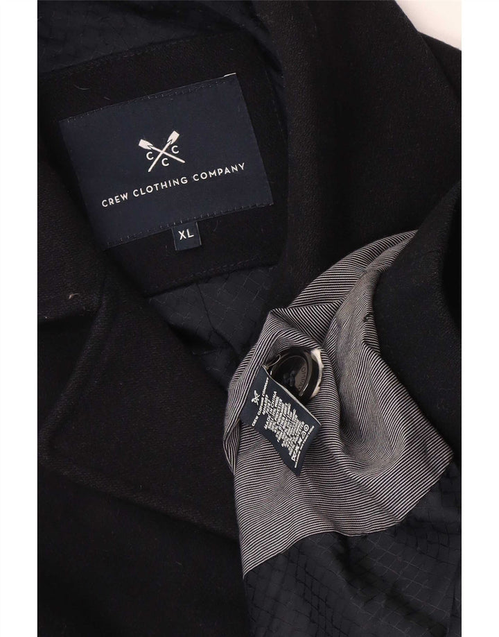 Crew Clothing Мужское двубортное пальто UK 42 XL Темно-синее шерстяное