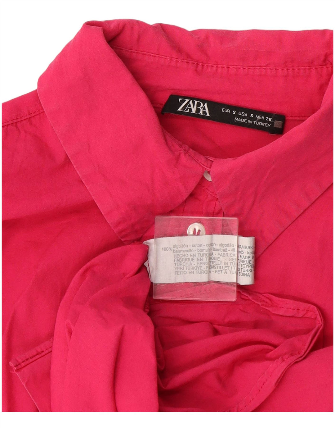 Женская рубашка оверсайз Zara UK 10, маленький розовый хлопок