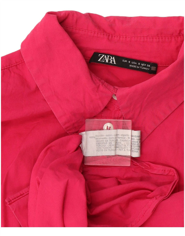 Женская рубашка оверсайз Zara UK 10, маленький розовый хлопок