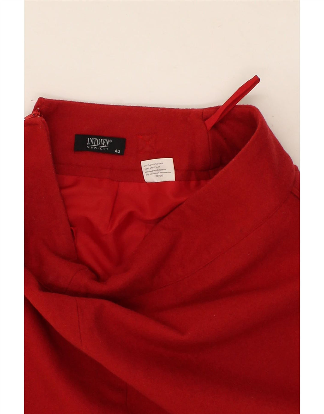 VINTAGE Womens Straight Skirt EU 40 Medium W30  Red Wool Vintage Vintage and Second-Hand Vintage from Messina Hembry 