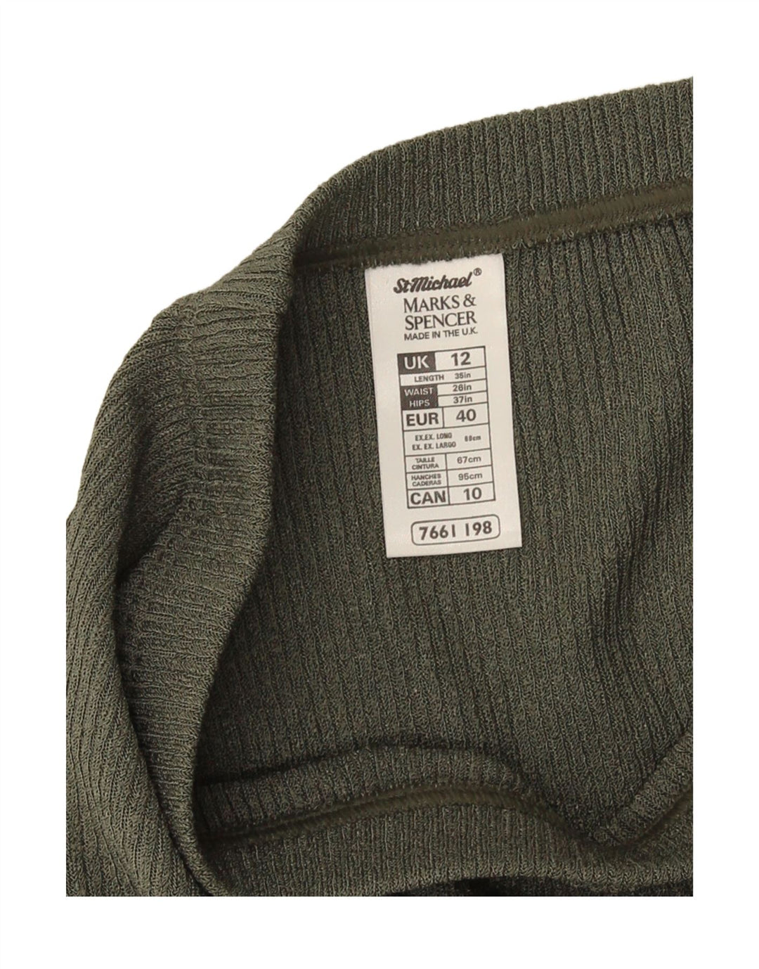 Женская трикотажная юбка миди Marks & Spencer UK 12, средний W28, полиэстер цвета хаки