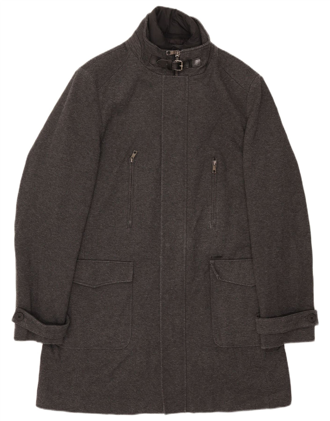 Мужское пальто ZARA UK 42 XL, серый полиэстер