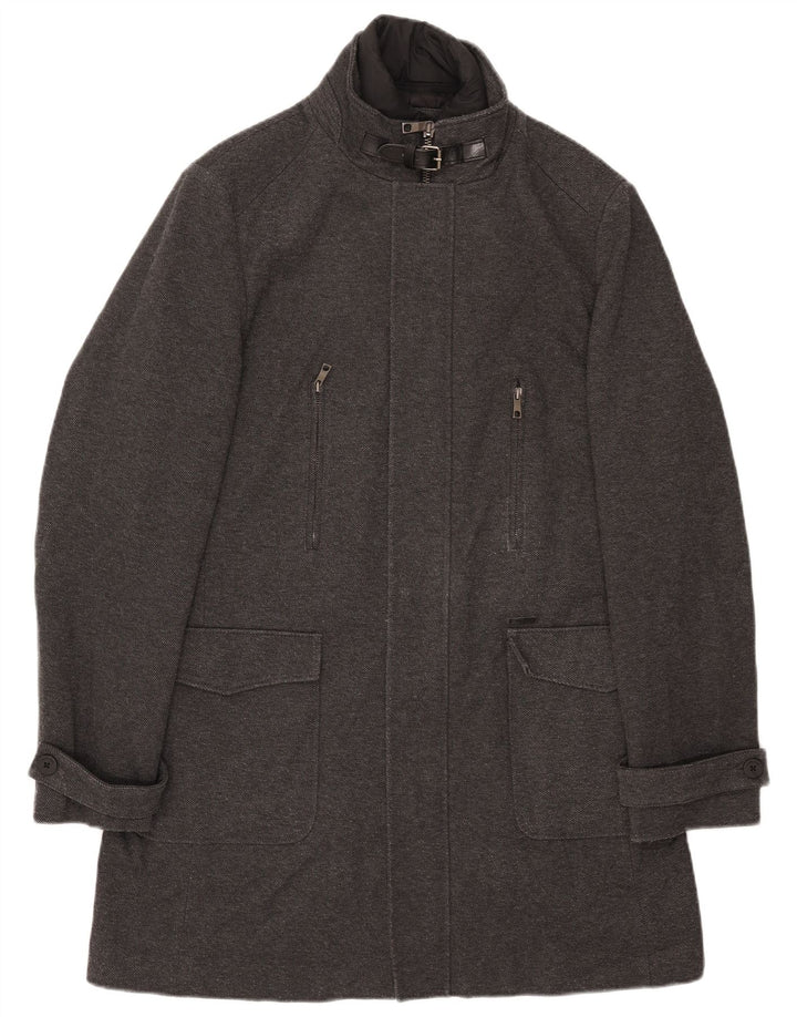 Мужское пальто ZARA UK 42 XL, серый полиэстер