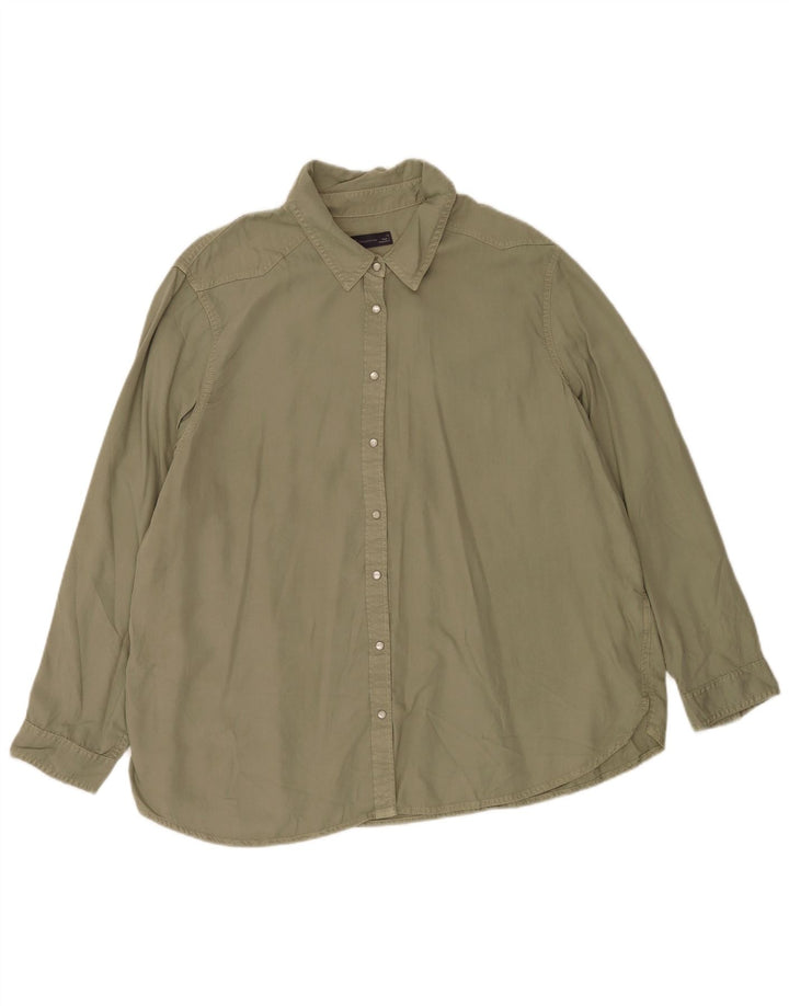 Женская рубашка Marks & Spencer UK 22 3XL хаки из лиоцелла